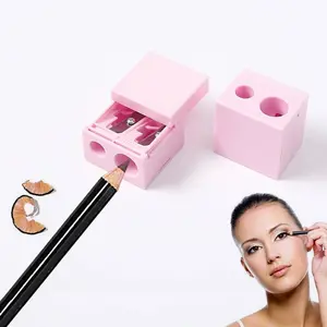 Portable Compact Lightweight Makeup Eyeliner Pencil Sharpener, 1 Count Double Hole Plastic Sharpener with Cover, Pencil Sharpener For Cosmetic Pencils, Eyeliner, Eyebrow Pencil, Lip Liner, Eyeliner and eyebrow pencil trimmer, Cosmetic Tools