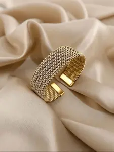 Vintage Stainless Steel Braided Open Bracelet, Classic Sleeve Jewelry, Waterproof, Unisex, Party Wear, Daily Accessory, Gift Idea