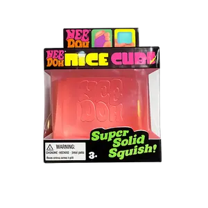 NeeDoh Nice Cube Pink - Satisfying Cube Squeeze Toy - Soft Squeeze Toy in Assorted Colors - Fun for Ages 3 and Up Soft Squishy, Cute Anxiety Relief Fidget Toy, with Steamer Box,Soft Squeeze Decompression Dough for Adults