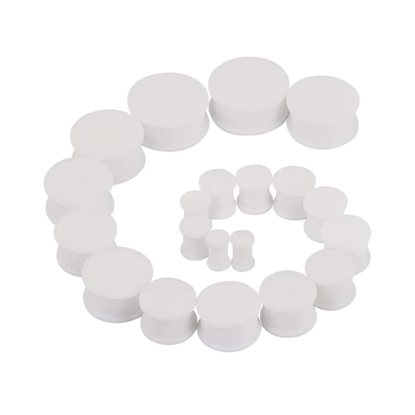20pcs Silicone Ear Plugs Kit Gauges Stretching Set Double Saddle Tunnels Flare Earlobe Expanders Flesh Body For Women Men Beginners 0g-1"