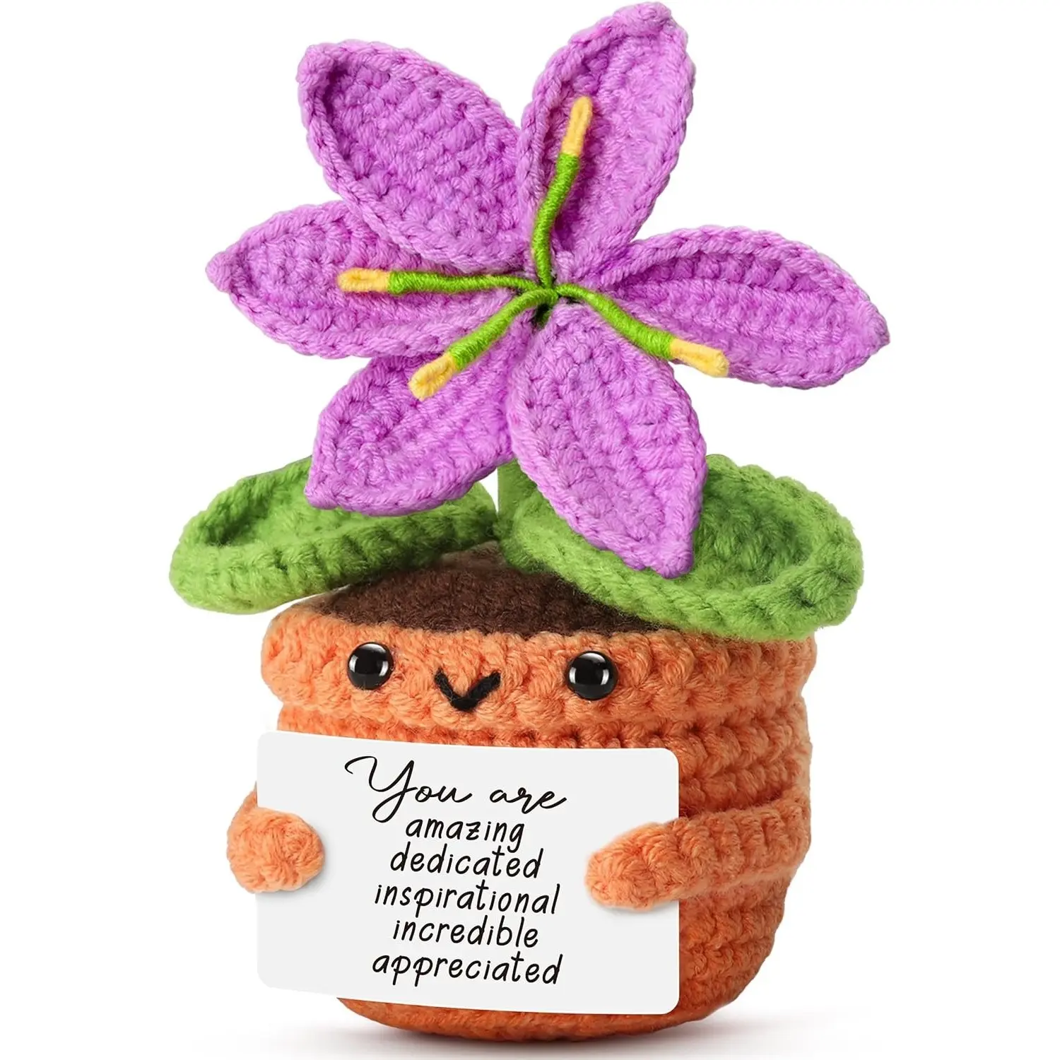 Crochet You Are Amazing Plant, Handmade Crochet Figure, Amigurumi Gift, Soft Cuddly Gift, Handmade Gift for Mother's Day, Graduation & Birthdays, Encouraging Desk Decor, Flower Pot Plushie with Inspirational Note, Thank You Gift