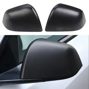 Side Mirror Covers for Tesla Model Y 2020-2024, LH & RH Mirror Caps, Matte/Glossy Black & Carbon Pattern, Sport Exterior Upgrade