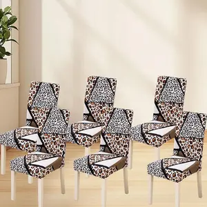 Leopard Print Chair Cover, 4/6 Counts Modern Elastic Chair Slipcover, Chair Protector for Home Living Room Dining Room Hotel Decor, Stretch Chair Slipcovers, Chair Seat Slipcovers