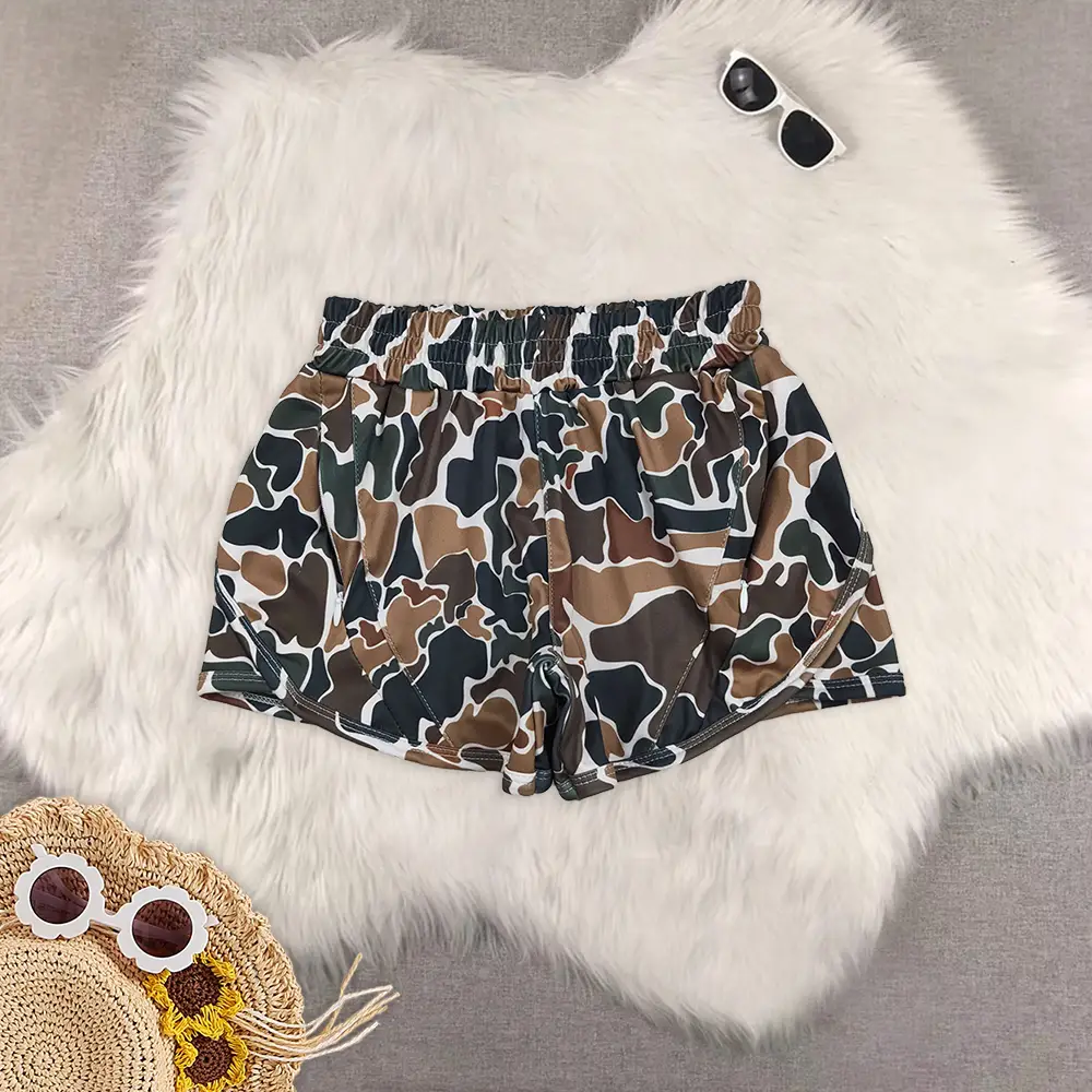 Kids Girls Dark Brown Camouflage Summer Shorts Children's Outdoor Utility Pants Youth Fashion Casual Clothing Kids Clothing Children Clothes Girls Sh