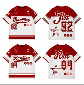[Limited Collection] Vintage Football Jersey – Red White Sport Concert Shirt, Bangtan-Inspired Fan Outfit