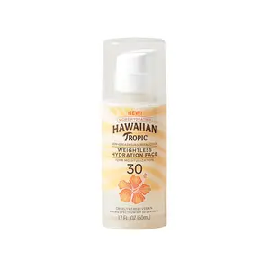 Hawaiian Tropic Weightless Lightweight Facial Moisturizer Sunscreen Cream SPF 30, 1.7oz Travel Size, Hypoallergenic Hydrating Skin Repair Beach Essential Sun Protection Sunblock
