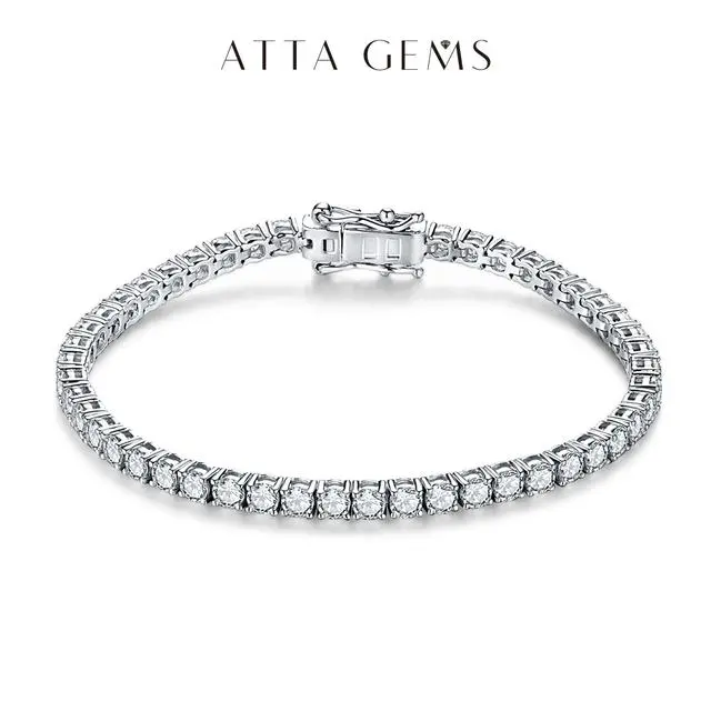 High Quality D Color VVS1 Synthetic Moissanite Tennis Chain Bracelet with Unique Bracelet Design, Exquisite Trendy Women's Jewelry for Birthday Party Gift B001, Premium Artificial Gemstone Accessory, Exquisite Trendy Bracelet summerwins,