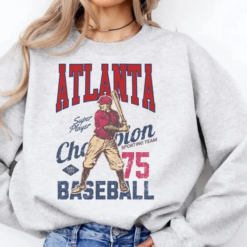 Vintage Baseball Sweatshirts Retro Baseball Sports Pullover Baseball Game Graphic Sweatshirt Casual City BaseballUnisex Soft Cotton Pullover, Hometown Sport Graphic for Fans, Classic Menswear Style