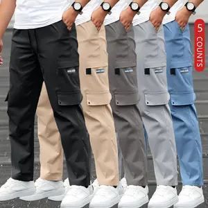 Men’s 5-pack long pants, made from skin-friendly fabric, classic fashion style, suitable for outdoor and everyday wear, available in multiple colors, minimalist design, ideal for fitness, parties, hiking, and travel, great value for money