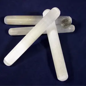 Selenite Tumbled Wands 6″ Crystal Massage Wand (One Wand)