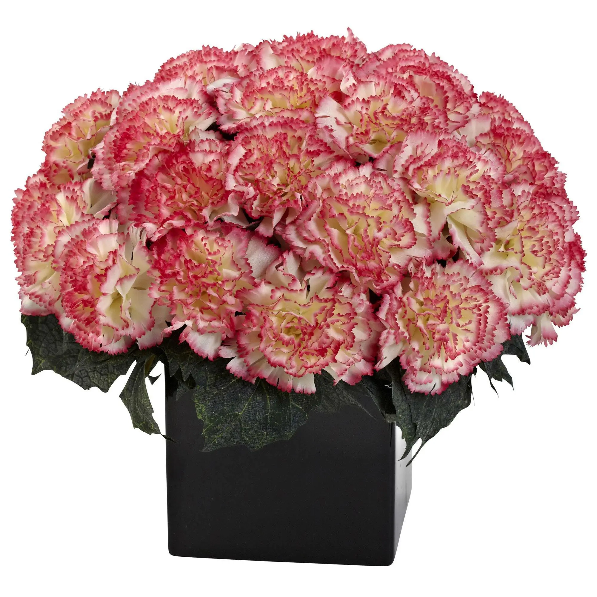 Decorative Lifelike Artificial Carnation Arrangement - Waterproof Full-Bloom Faux Flowers, Ceramic Vase Included, Home/Office Decor, Vase Fillers, Home Supplies, Lifelike Artificial Flower