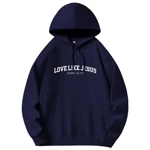 Holafish Trendy Queen "Love Like Jesus" Pattern Oversized Hoodies Fleece Sweatshirts Fall Fashion 2025 Pullover Sweaters Winter Clothes