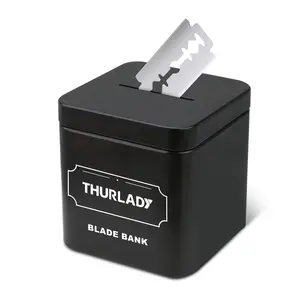 Razor Blade Disposal Container, for Used Safety Razor Blades Disposal, Razor Blade Bank, Double Edge Safety Razor Blades Disposal Box, Safety Razor Accessories, Large Capacity, Matte Black