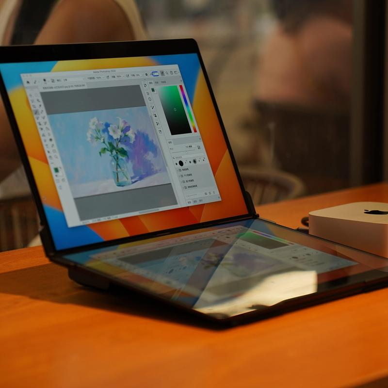 EHOMEWEI X2 extra Portable Monitor Double Touch Screen & Stylus 16"*2 60Hz 100% DCI-P3 400Nit Full CNC Metal Shell Type-C for Laptop PC Mac Phone