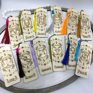 Lunar Zodiac Bookmark Hand Made Wood Moon and Stars Signs Place Holder Bookish
