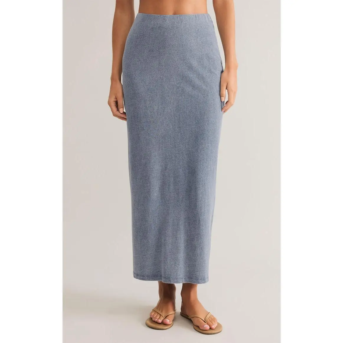 (LARGE) GAIL JERSEY MIDI SKIRT (MEDIUM INDIGO) - Z SUPPLY