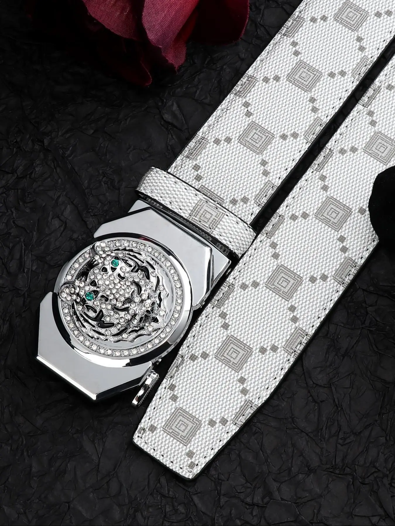 Men's Automatic Buckle Belt, Fashion Belt for Party, Daily Clothing Decor, Trendy All-match & Exquisite Design Belt for Birthday Gift, Rhinestone Buckles Belt, Rhinestones Belt, Rhinestone Decorated Belt