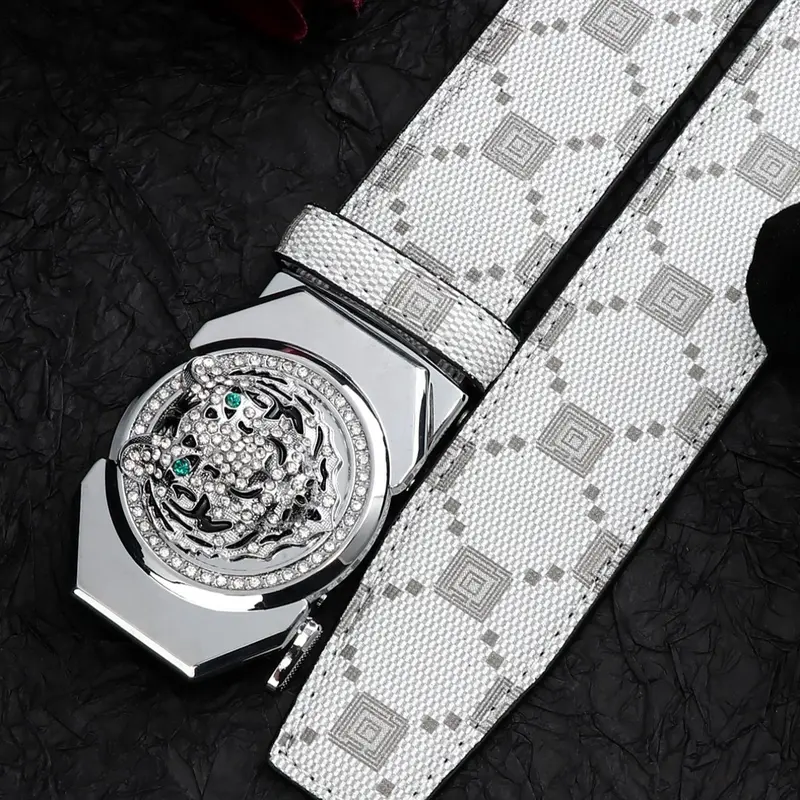 Men's Automatic Buckle Belt, Fashion Belt for Party, Daily Clothing Decor, Trendy All-match & Exquisite Design Belt for Birthday Gift, Rhinestone Buckles Belt, Rhinestones Belt, Rhinestone Decorated Belt