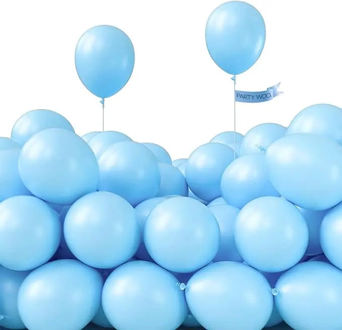 PartyWoo Light Blue Balloons 100pcs 5 Inch Small Mini Baby Pastel Sky Aqua Blue Balloons for Graduation Baby Shower Gender Reveal Weddings Anniversary Birthday Bachelorette Party Decorations Blue-Y4