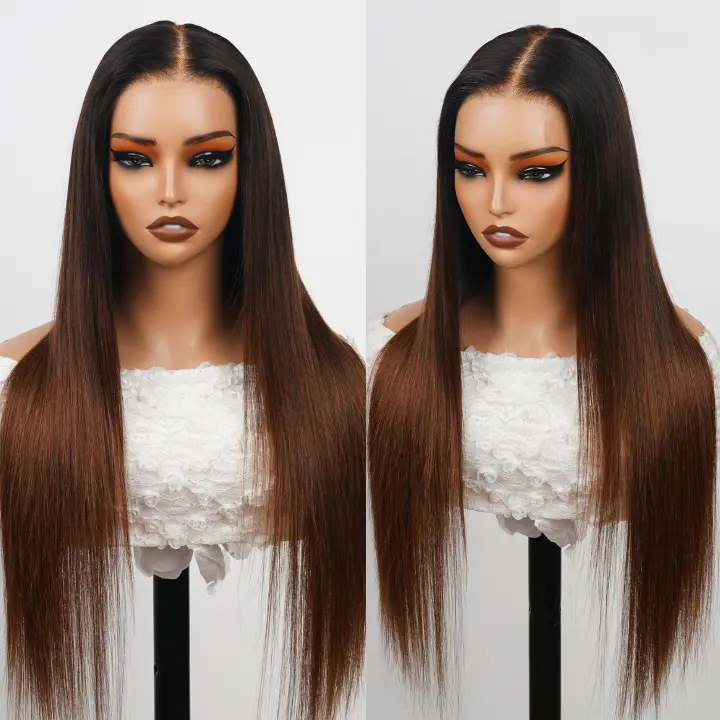 Amanda Hair Glueless Pre-cut Lace 6x4 Dark Root Ombre Brown  display picture 1