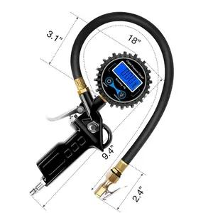 250 PSI Digital Tire Pressure Gauge with Inflator, Brass Components Automotive Vehicle Tool,1% Accuracy Air Chuck & Compressor Accessories