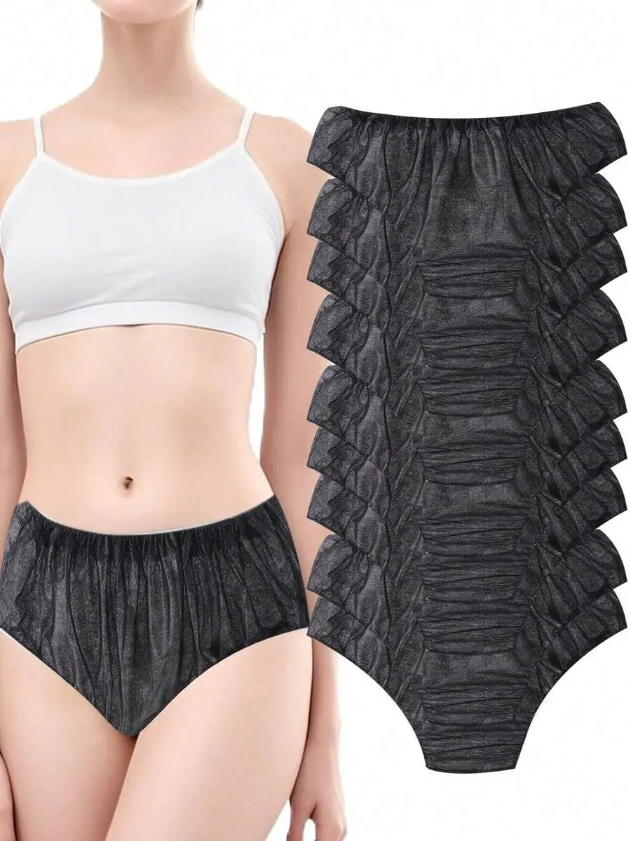 10pcs/Pack Disposable Women's Underwear, Suitable For Business Travel And Daily Use, Breathable And Portable, Compact For Emergency Carry, Comfortable For Daily Wear, Fitness, Menstrual Period, Etc.