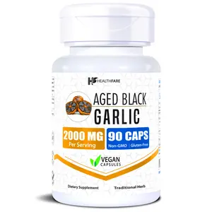 HealthFare Aged Black Garlic Supplement Pills | 2000mg | 90 Vegan Capsules | Fermented Odorless Garlic Extract | High Potency Antioxidant Supplement | Non-GMO, Gluten-Free | Made in USA