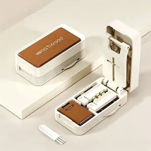1 Pack 2-in-1 Pill Splitter and Organizer , 4-Way Pill Cutter for Small & Mini Pills, Portable Medicine Divider with Storage Box for Home or Travel Use