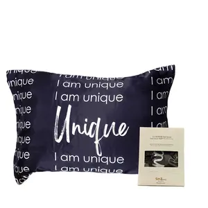 I am unique black silky satin pillowcase Queen size
