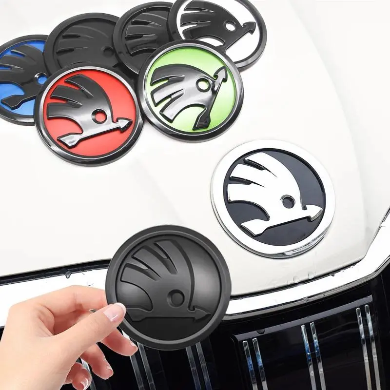Car Badge Accessories for Skoda S Series, Yeti, Rapid, Kodiaq, Scala, A5, A7 Models, Front Hood Emblem & Rear Trunk Sticker