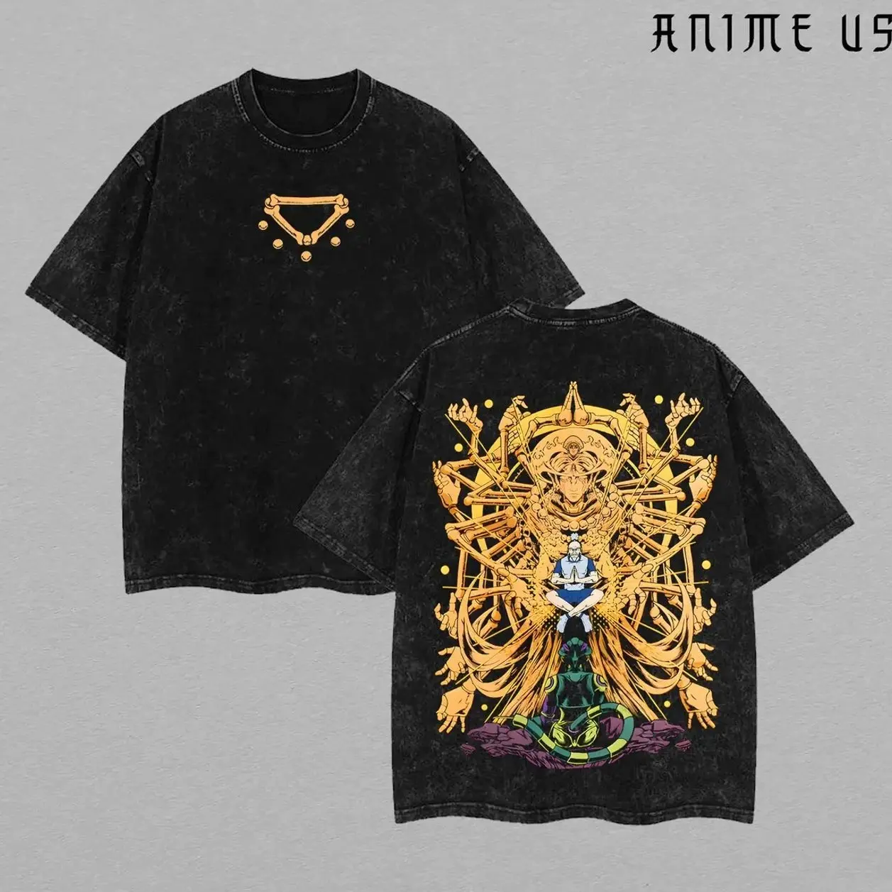 Netero vs Meruem Hunter x Hunter Shirt – Vintage Washed Anime Tee, Heavyweight Oversized Streetwear, HxH Graphic Tee, Classic Manga Battle Merch, Gift for Anime Fans, Soft Cotton Casual Wear SRE