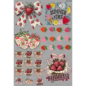 Berry Sweet DTF Transfer Gang Sheet 24.5" wide x 36" long. Direct To Film Mini Gang Sheet