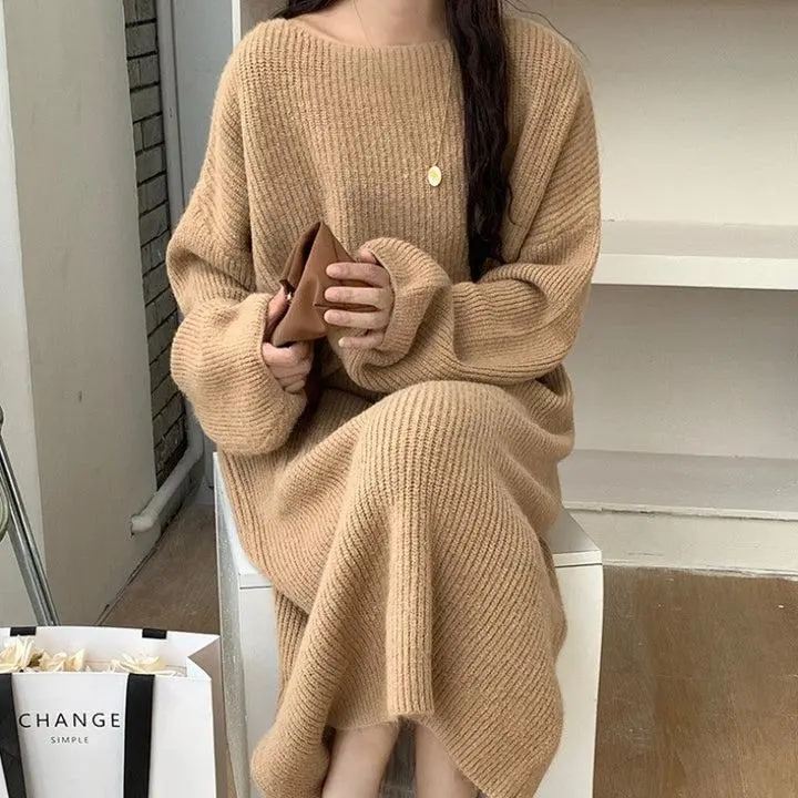 A Knee-length Knitted Sweater Dress Creates A Refined And Elegant Look For  The Modern Woman - TikTok Shop
