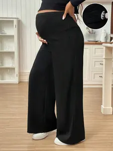 Pregnant Women Solid Color Pocket Casual Pants – Comfortable Everyday Use Maternity Trousers | Soft Stretch Over-the-Belly Pregnancy Sweatpants & Versatile Casual Loungewear Pants with Pockets