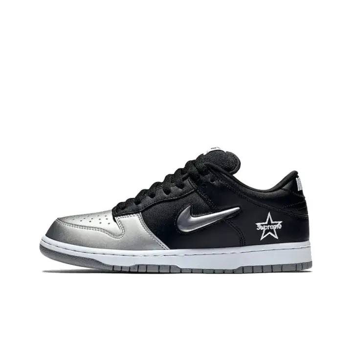 black silver two tone leather spliced retro street low sneakers five pointed star side print brand new unopened original shoe box unisex casual footwear