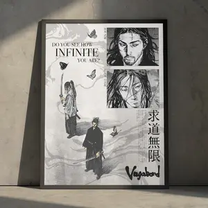 Vagabond Miyamoto Musashi Minimalist Poster, Vintage Samurai Manga Wall Art, Japanese Decor Print (Unframed, Print Only)