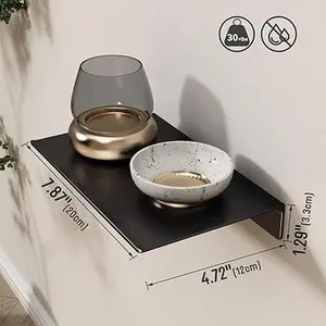 Small Floating Shelf Mini Display for Collectible,Metal Wall Shelf for Bathroom/Kitchen/Bedroom shelf Decor Minimalist Wall Mounted Shelves Industrial