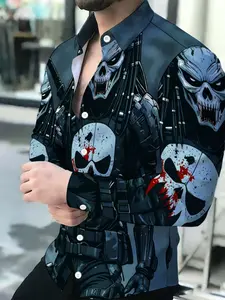 Men's Long Sleeve Collared Button Down Shirt Print