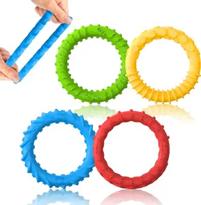 Fidget Bracelets Chewy Necklace Sensory Toys for Kids Toddlers Adults with Autism for Kids Teens People with Autism 4 Pack Rubber Stress Supplies for Boys
