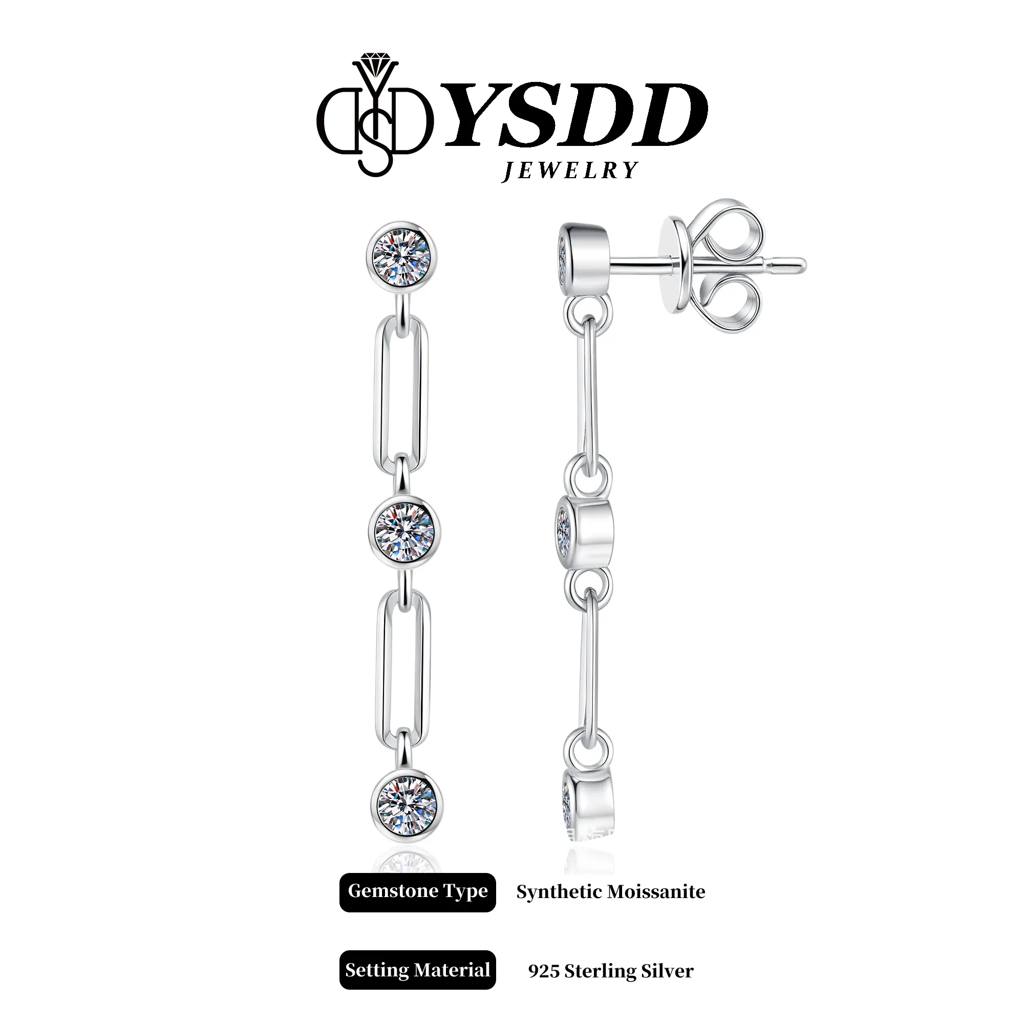【#492 Livestream-24】vvs Synthetic Moissanite Earrings in 925 Sterling Silver