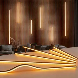 Acoustic Slat Wall LED Lighting Kit 6 Pack, Black Silicone Recessed Light Bars, 3000K Warm White 24V Dimmable Lights with Touch Sensor for Wood Slat Wall Panels outdoorfun
