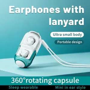 Mini wireless Bluetooth 6.0 in-ear earbuds, compact design with a 360° rotating charging case, ENC noise cancellation, ergonomically designed sports earphones suitable for the gym, running, and work. side sleep