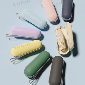 Mini Folding Umbrella with Cover, Lightweight Portable Rainproof Sunshade for Girls & Women, Heart Design Compact Accessory, Portable Pocket Umbrella