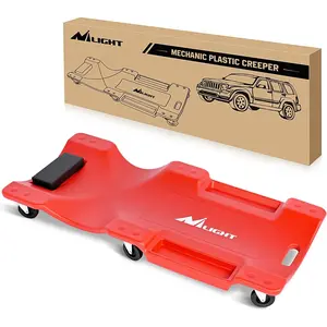 Nilight 40 Inch Mechanic Plastic Creeper - 40 Inches Heavy Duty Shop Creeper with Padded Headrest and 6 Casters, 350 lbs Capacity, Red