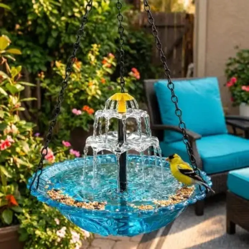 All-in-One Bird Feeding & Drinking Station Hanging Bird Feeder Perfect for Outdoor Patio Decor