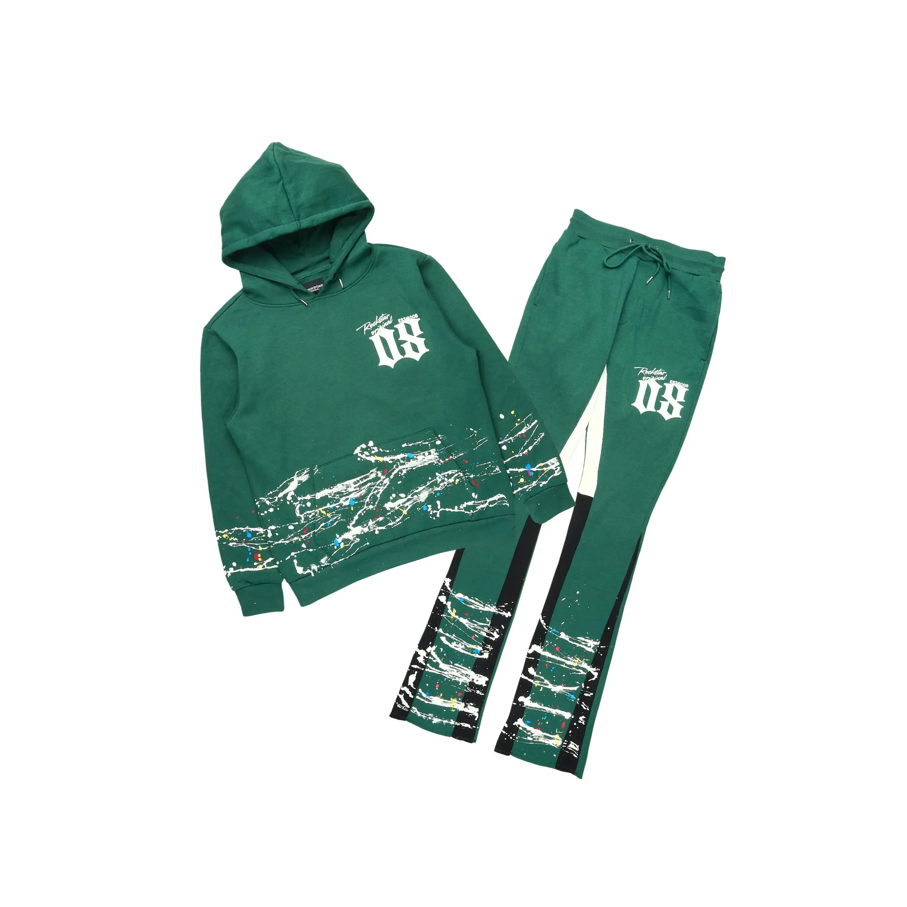 Horia Hunter Green/Multi Hoodie/Stacked Flare Track Set Horia Hunter Green/Multi Hoodie/Stacked Flare Track Set