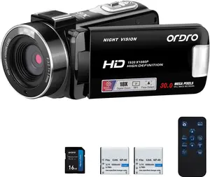 ORDRO B320 1080P 30FPS Video Camera Recorder, Full HD 30MP 18X Digital Zoom Camcorder, YouTube Vlogging Camera Infrared Night Vision, 3.0 Inch Flip Screen, 2 Batteries, Remote Control (Black) affordable