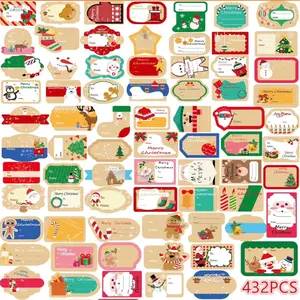 432 pcs Christmas Gift Tags with Stickers for Office Supplies