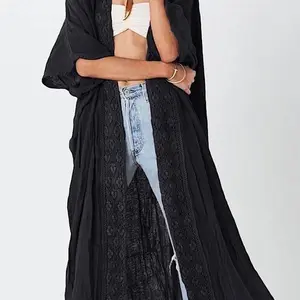 Lace long duster cardigan