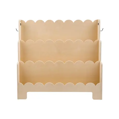【ChristmasGift】VEVOR Montessori Style 3-Tiered Scalloped Front-Facing Children's Bookshelf Organizer - Secure Design with Dual Backpack Hooks, Anti-Tip Base, Curved Edges, Open Cubbies for 6-8 Years, Bedroom Nursery Shelf Storage